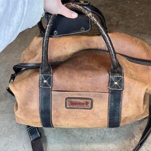 Timberland brown leather duffle bag